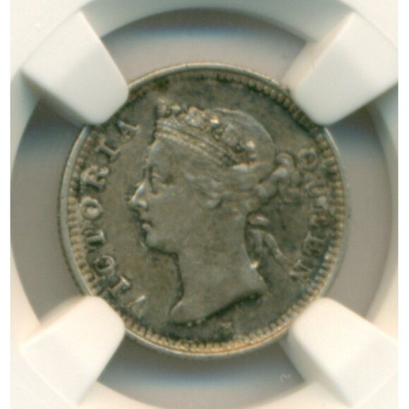 Straits Settlements (Malaysia) Victoria 1897 H Silver 5 Cents AU Details NGC - Picture 3 of 4